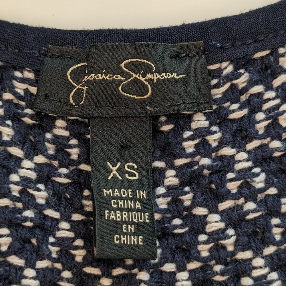 Jessica Simpson Florence Knit Midi Sweater Dress in Navy Blue & White - Picture 3 of 12
